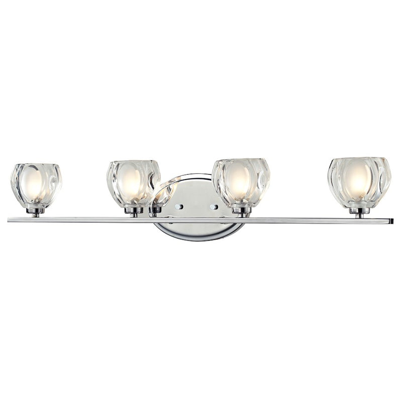 Z-Lite Hale 4 Light LED Vanity Light 3.75x29.25x5.75", Chrome, Clear/Frost - 3023-4V-LED