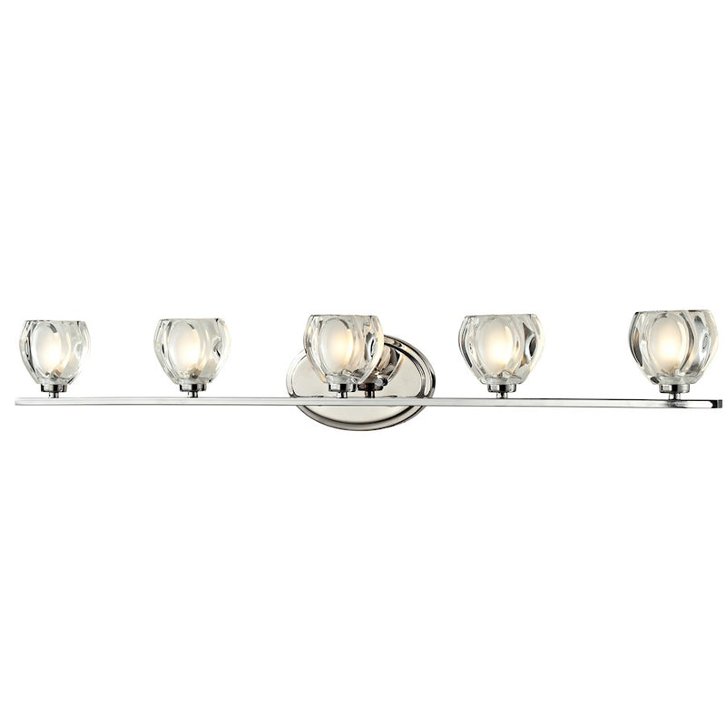 Z-Lite Hale 5 Light Vanity Light 3.75x37.5x5.75", Chrome, Clear & Frosted - 3023-5V