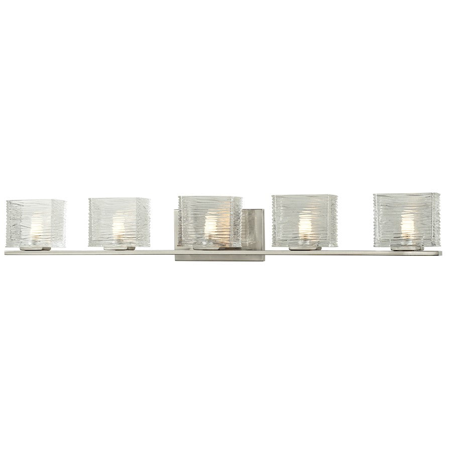 Z-Lite Jaol 5 Light Vanity Light, 3.75x39.75x5.625", Nickel, Clear - 3024-5V