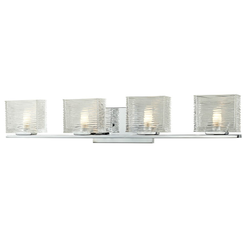 Z-Lite Jaol 4 Light LED Vanity Light 3.75x31.125x5.625", Chrome, Clear - 3025-4V-LED
