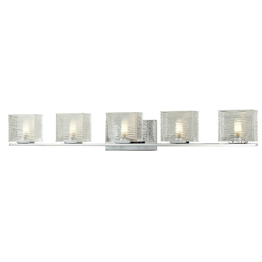 Z-Lite Jaol 5 Light Vanity Light, 3.75x39.75x5.625", Chrome, Clear - 3025-5V