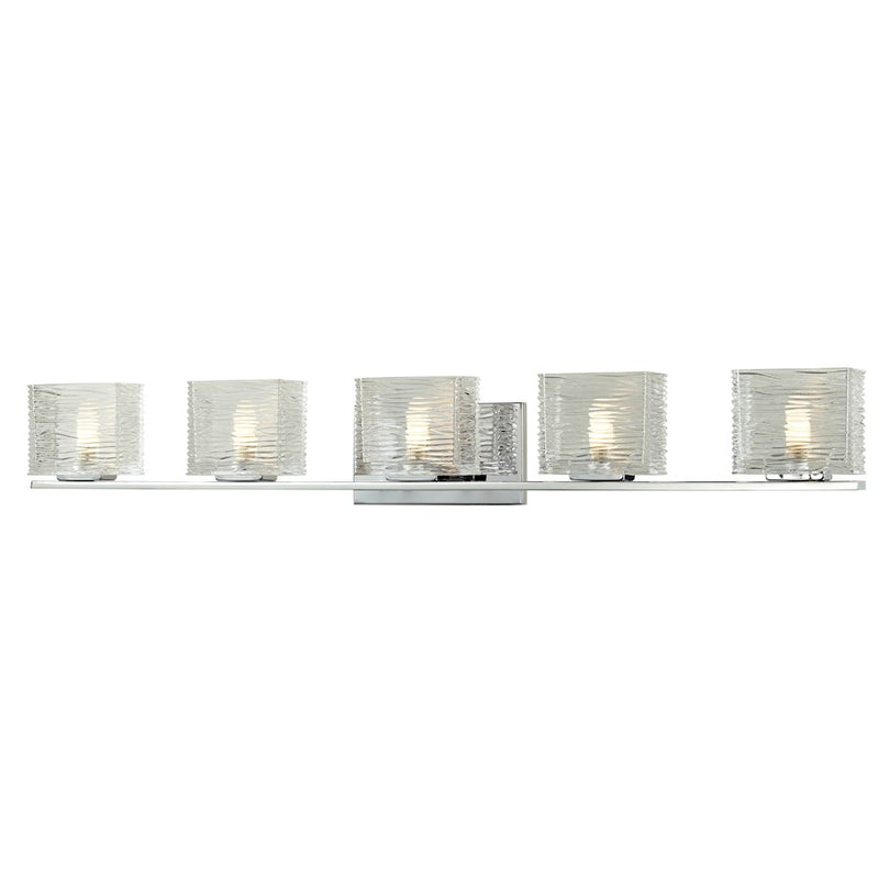 Z-Lite Jaol 5 Light LED Vanity Light 3.75x39.75x5.625", Chrome, Clear - 3025-5V-LED