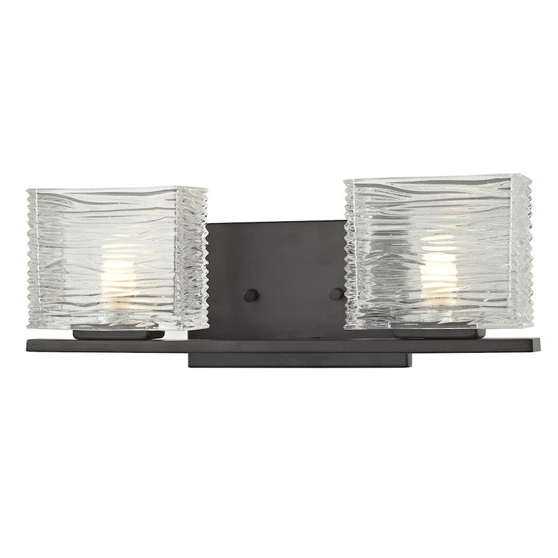 Z-Lite Jaol 2 Light LED Vanity Light 3.75x15.25x5.625", Bronze, Clear - 3026-2V-LED
