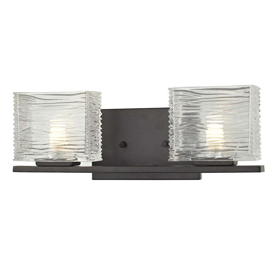 Z-Lite Jaol 2 Light LED Vanity Light 3.75x15.25x5.625", Bronze, Clear - 3026-2V-LED