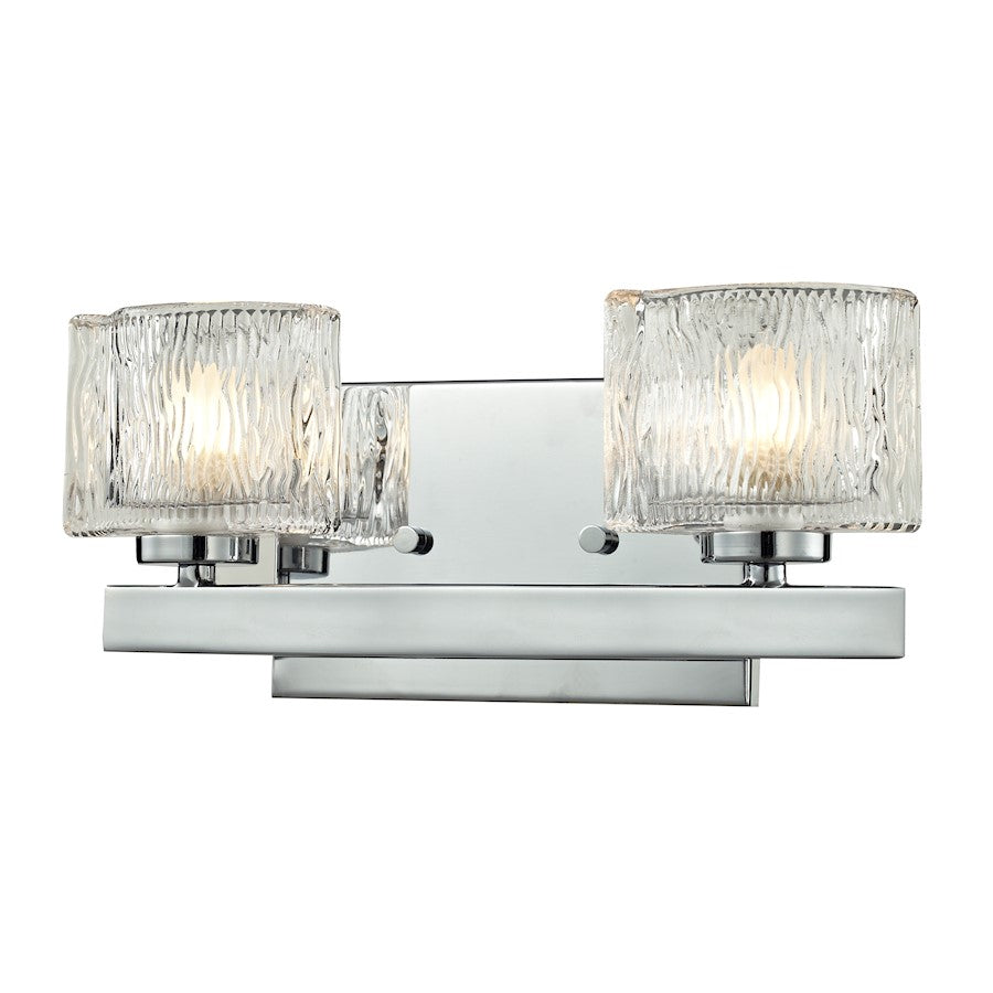 Z-Lite Rai 2 Light LED Vanity Light, 3.625x12.5x5.375", Chrome, Clear - 3028-2V-LED