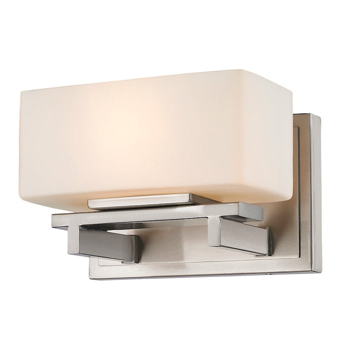 Z-Lite Kaleb 1 Light Wall Sconce, 7.25x5.125x4.875", Nickel, Opal - 3029-1S-BN