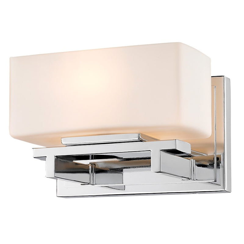 Z-Lite Kaleb 1 Light Wall Sconce, 7.25x5.125x4.875", Chrome, Opal - 3029-1S-CH