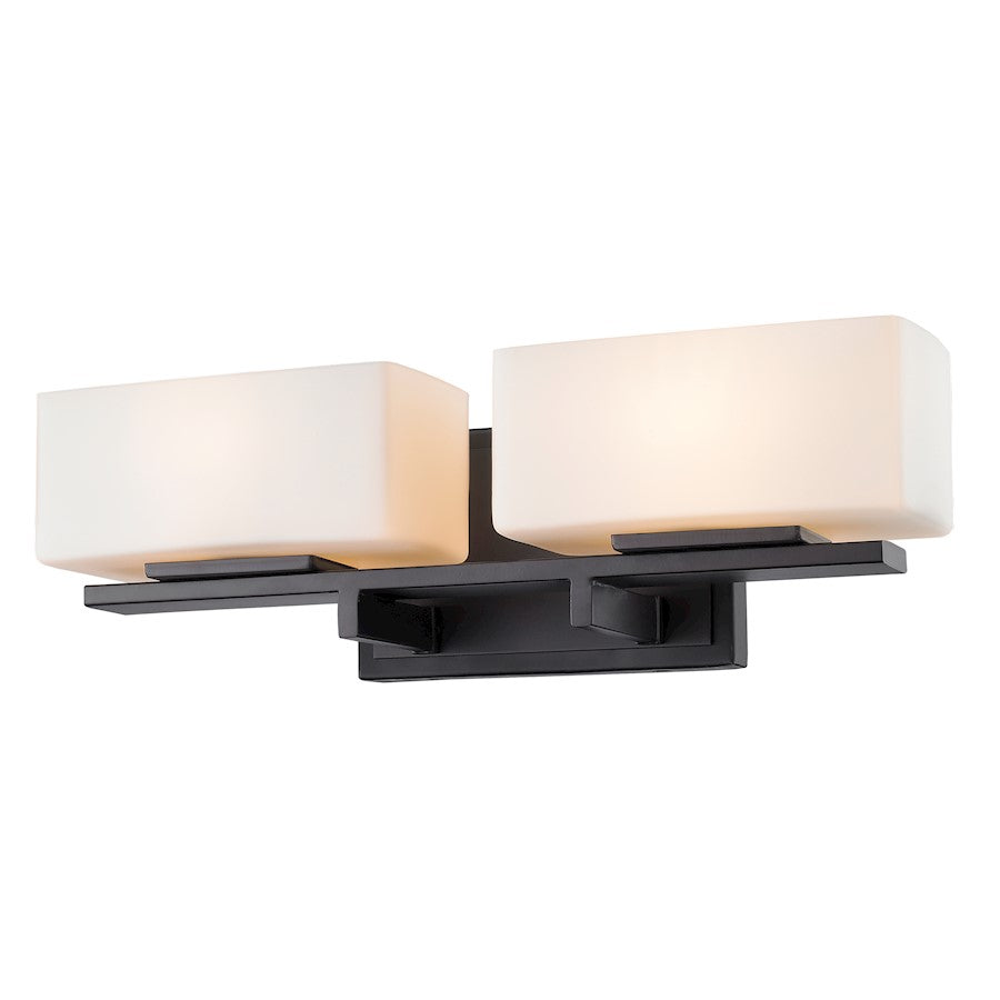 Z-Lite Kaleb 2 Light LED Vanity Light 16.185", Bronze, Opal - 3029-2V-BRZ-LED