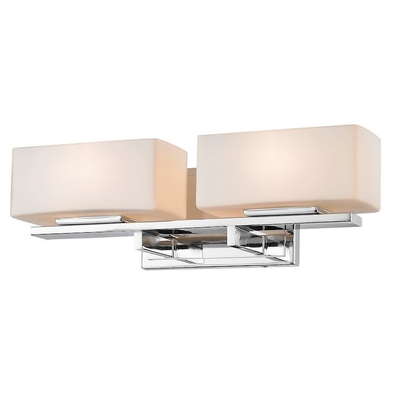 Z-Lite Kaleb 2 Light Vanity Light, 5.125x16.185x4.875", Chrome, Opal - 3029-2V-CH