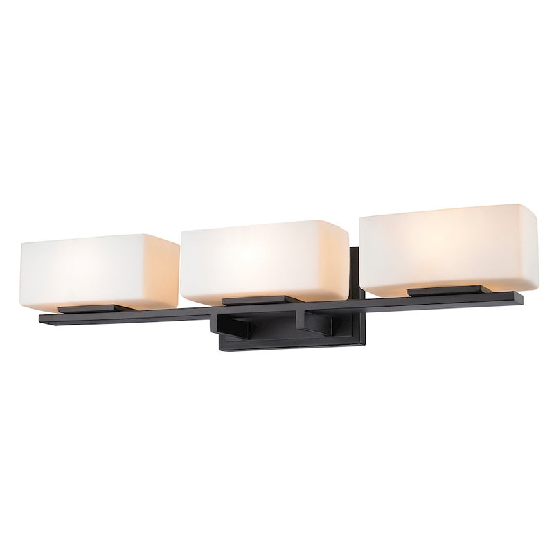 Z-Lite Kaleb 3 Light Vanity Light, 5.125x25x4.875", Bronze, Opal - 3029-3V-BRZ
