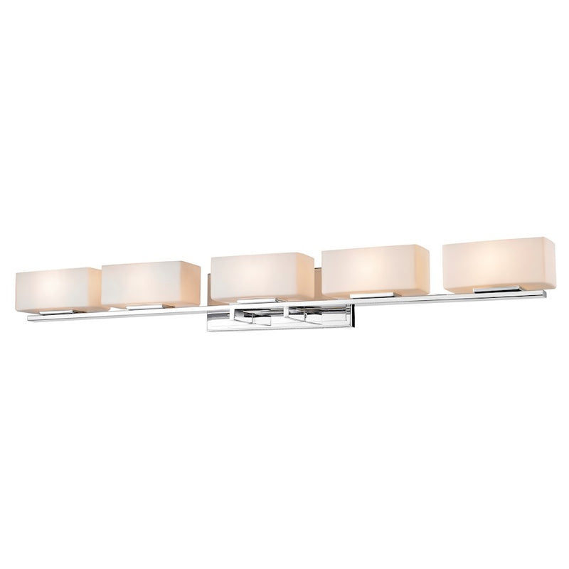 Z-Lite Kaleb 5 Light Vanity Light, 5.125x42.75x4.875", Chrome, Opal - 3029-5V-CH