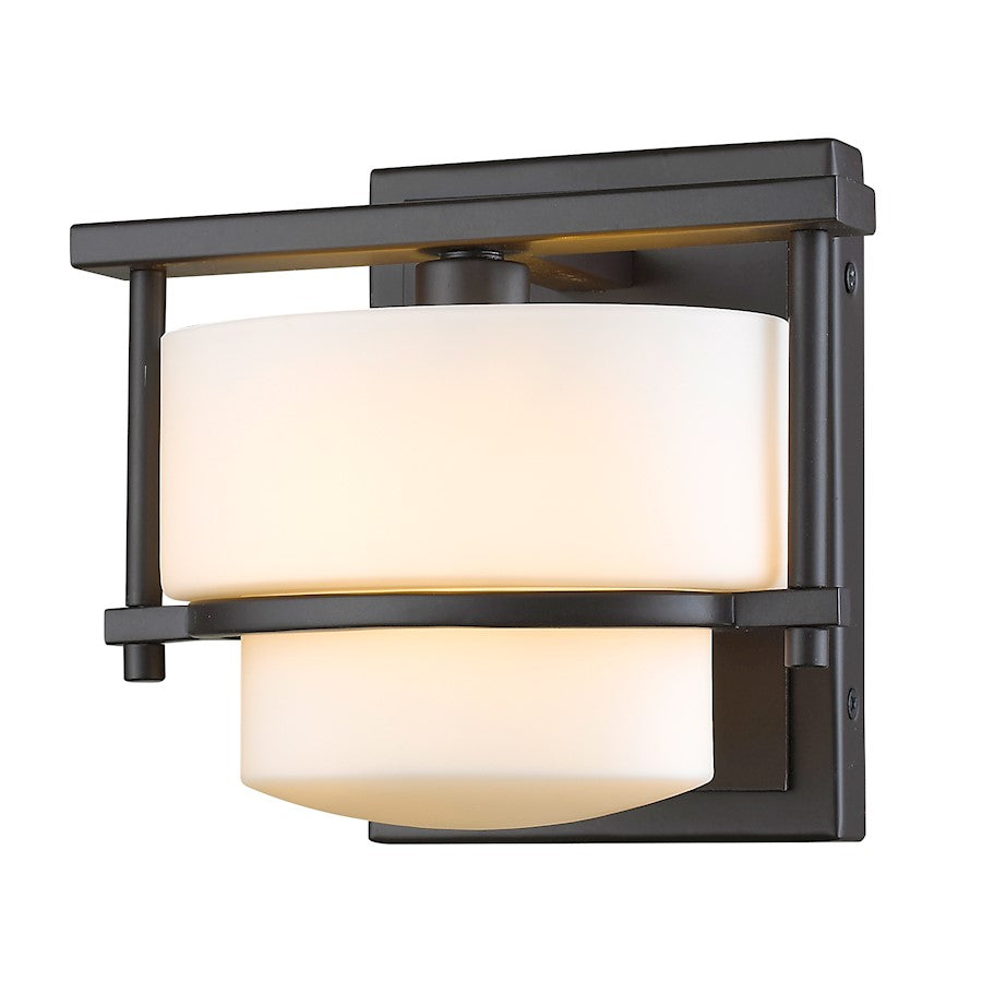 Z-Lite Porter 1 Light Wall Sconce, 7x5.5x6.25", Bronze, Matte Opal - 3030-1S-BRZ