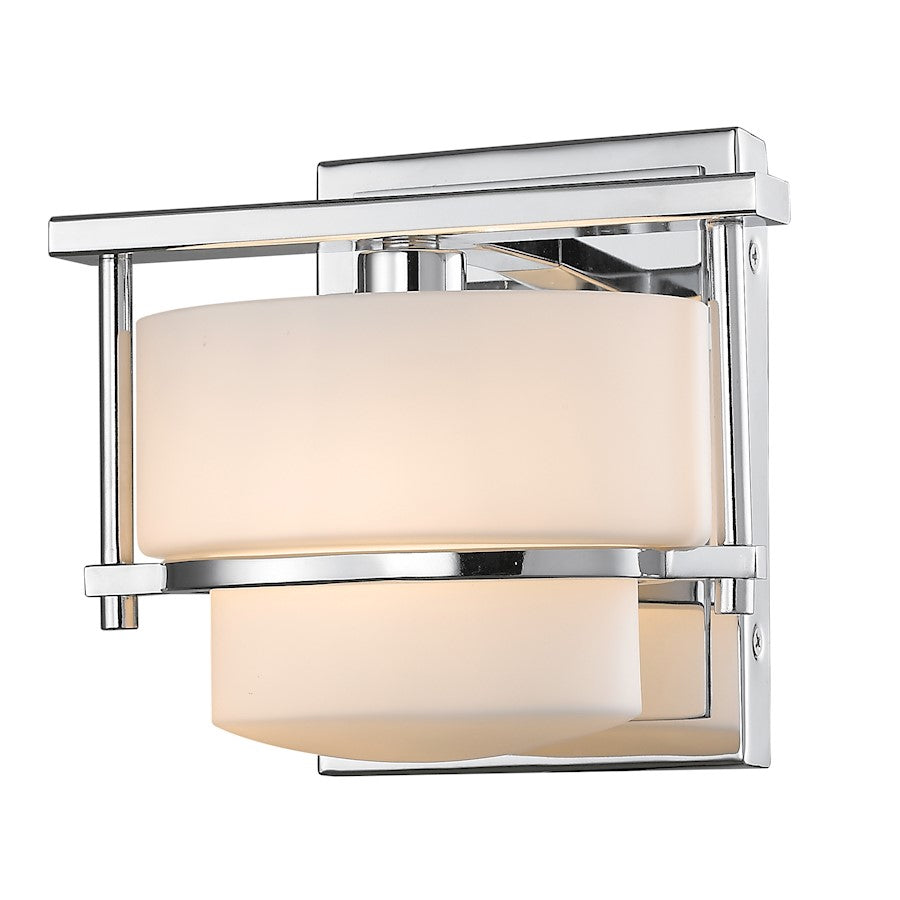 Z-Lite Porter 1 Light Wall Sconce, 7x5.5x6.25", Chrome, Matte Opal - 3030-1S-CH