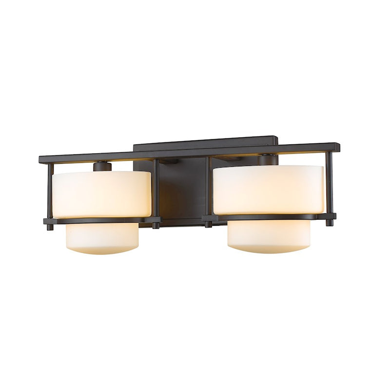 Z-Lite Porter 2 Light LED Vanity Light 5.5x16x6.25", Bronze, Opal - 3030-2V-BRZ-LED