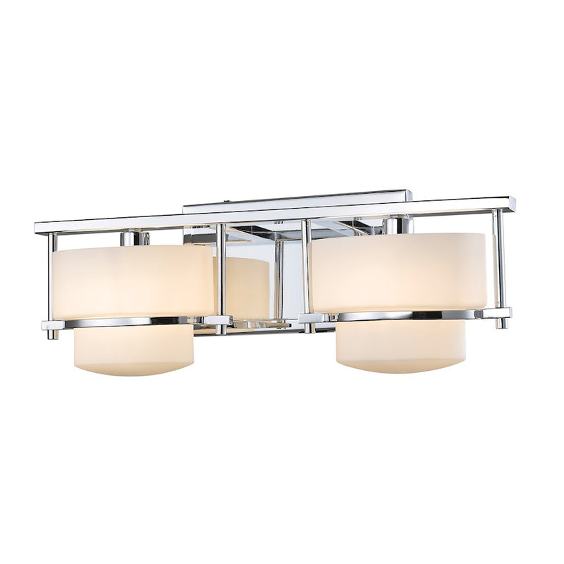 Z-Lite Porter 2 Light Vanity Light, 5.5x16x6.25", Chrome, Matte Opal - 3030-2V-CH