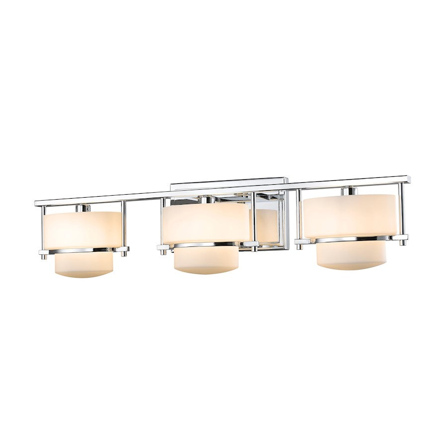 Z-Lite Porter 3 Light LED Vanity Light, 5.5x25x6.25", Chrome, Opal - 3030-3V-CH-LED
