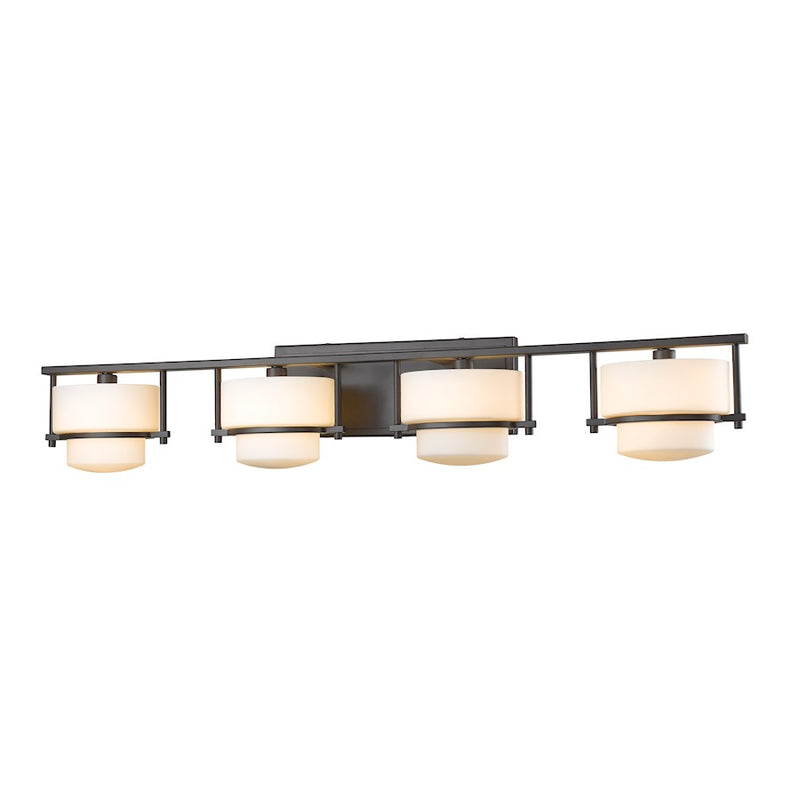 Z-Lite Porter 4 Light Vanity Light, 5.5x34x6.25", Bronze, Matte Opal - 3030-4V-BRZ