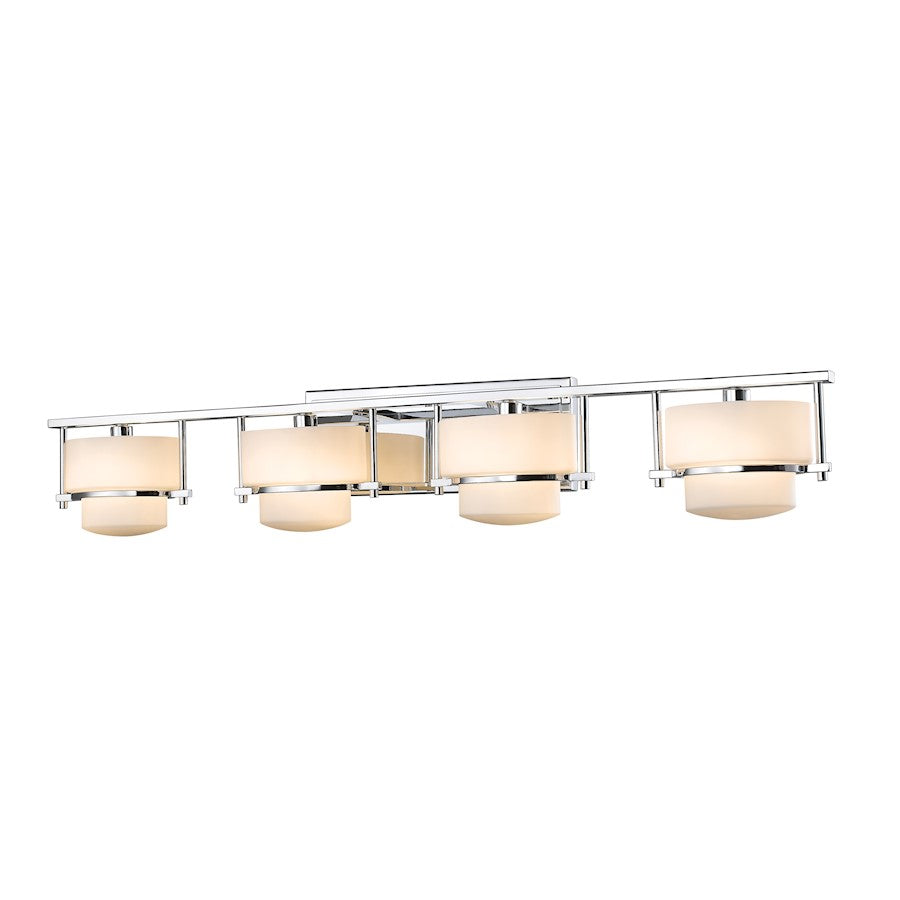 Z-Lite Porter 4 Light Vanity Light, 5.5x34x6.25", Chrome, Matte Opal - 3030-4V-CH