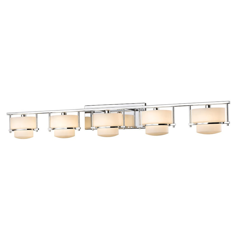 Z-Lite Porter 5 Light LED Vanity Light, 5.5x43x6.25", Chrome, Opal - 3030-5V-CH-LED
