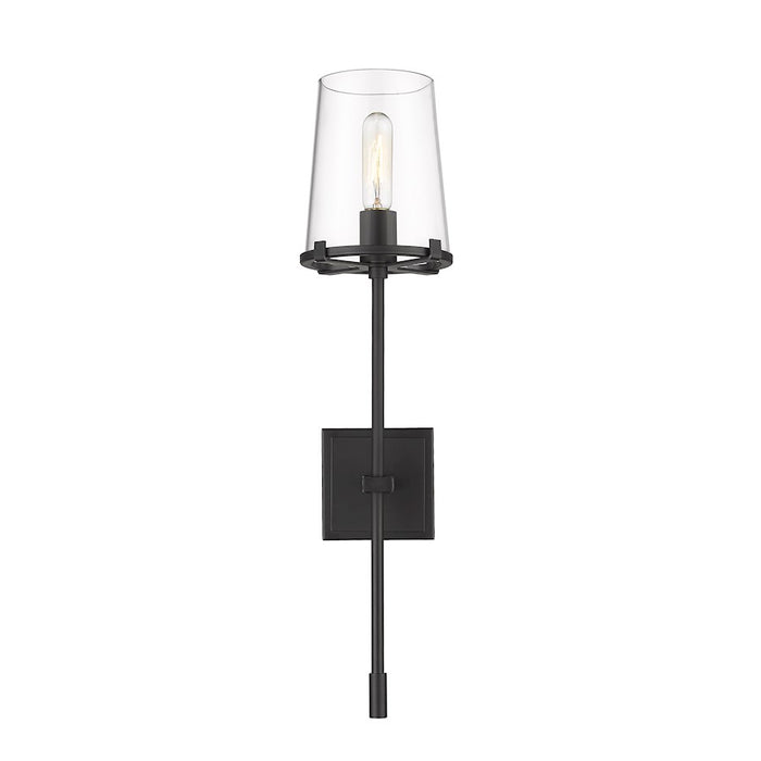 Z-Lite Callista 1 Light Wall Sconce, Matte Black/Clear
