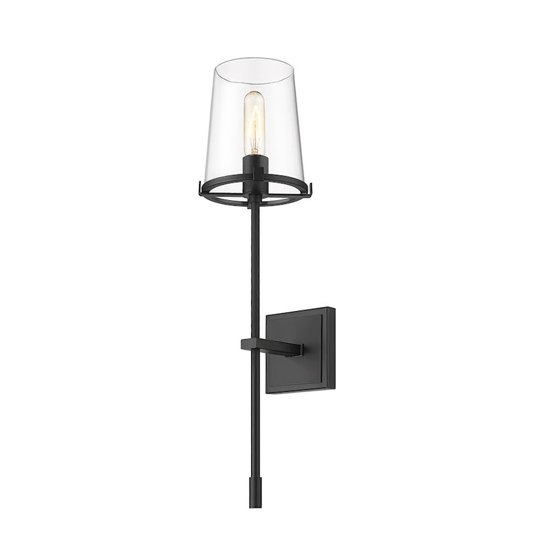 Z-Lite Callista 1 Light Wall Sconce, Matte Black/Clear