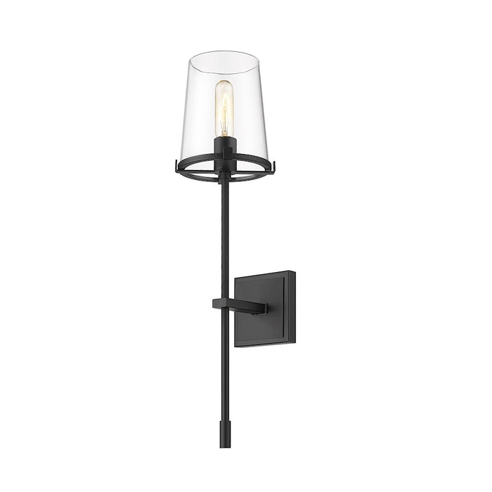 Z-Lite Callista 1 Light Wall Sconce, Matte Black/Clear