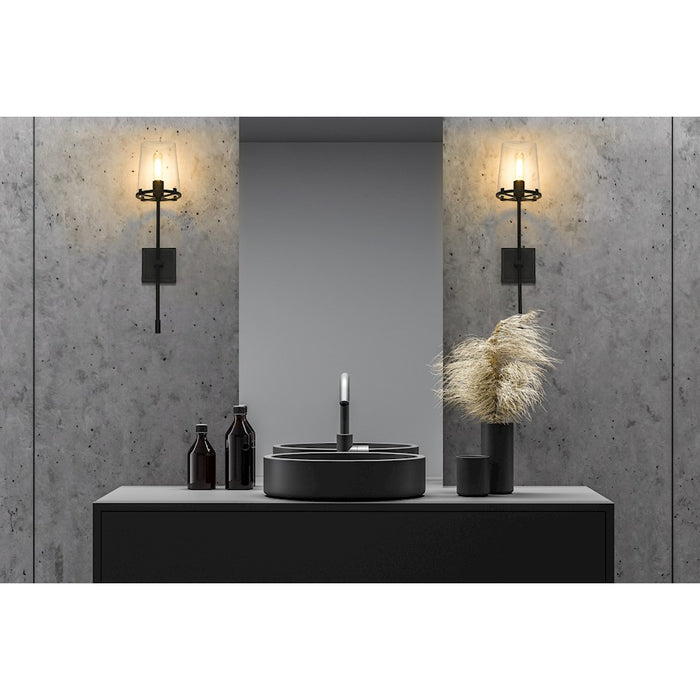Z-Lite Callista 1 Light Wall Sconce, Matte Black/Clear