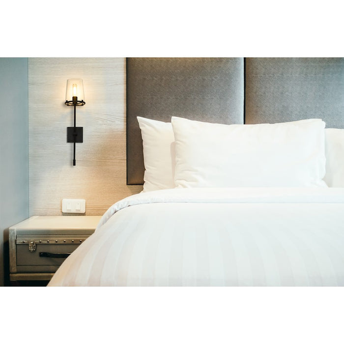 Z-Lite Callista 1 Light Wall Sconce, Matte Black/Clear