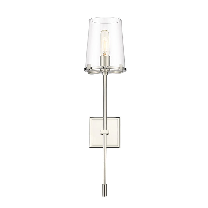 Z-Lite Callista 1 Light Wall Sconce, Polished Nickel/Clear