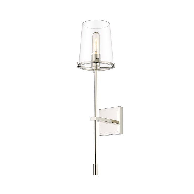 Z-Lite Callista 1 Light Wall Sconce, Polished Nickel/Clear