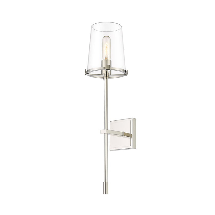 Z-Lite Callista 1 Light Wall Sconce, Polished Nickel/Clear