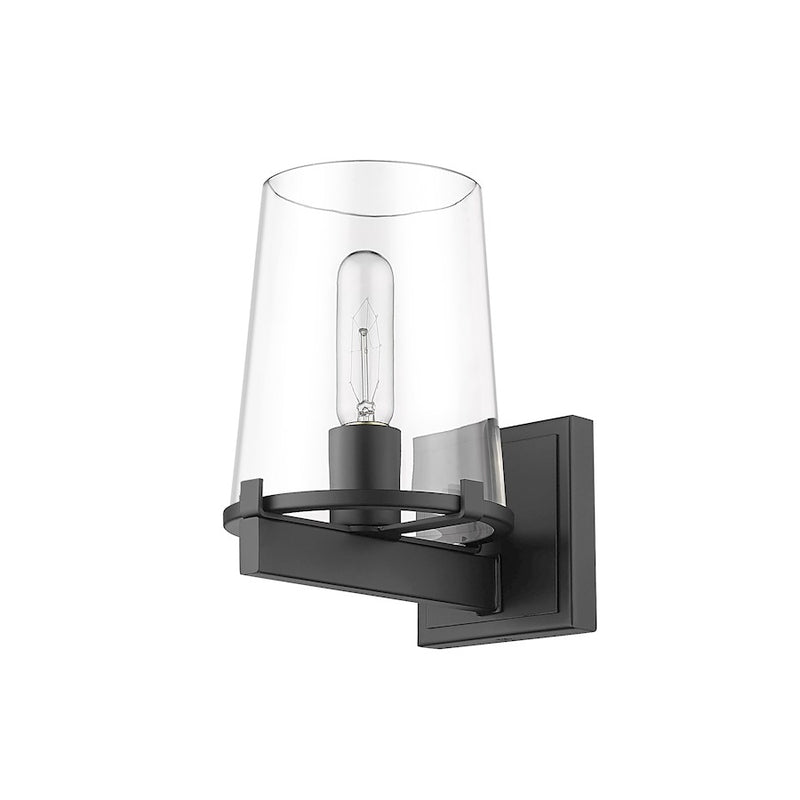 Z-Lite Callista 1 Light Vanity, Matte Black/Clear