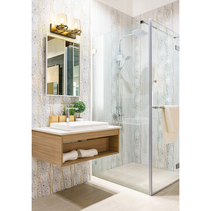 Z-Lite Callista 2 Light Vanity, Rubbed Brass/Clear