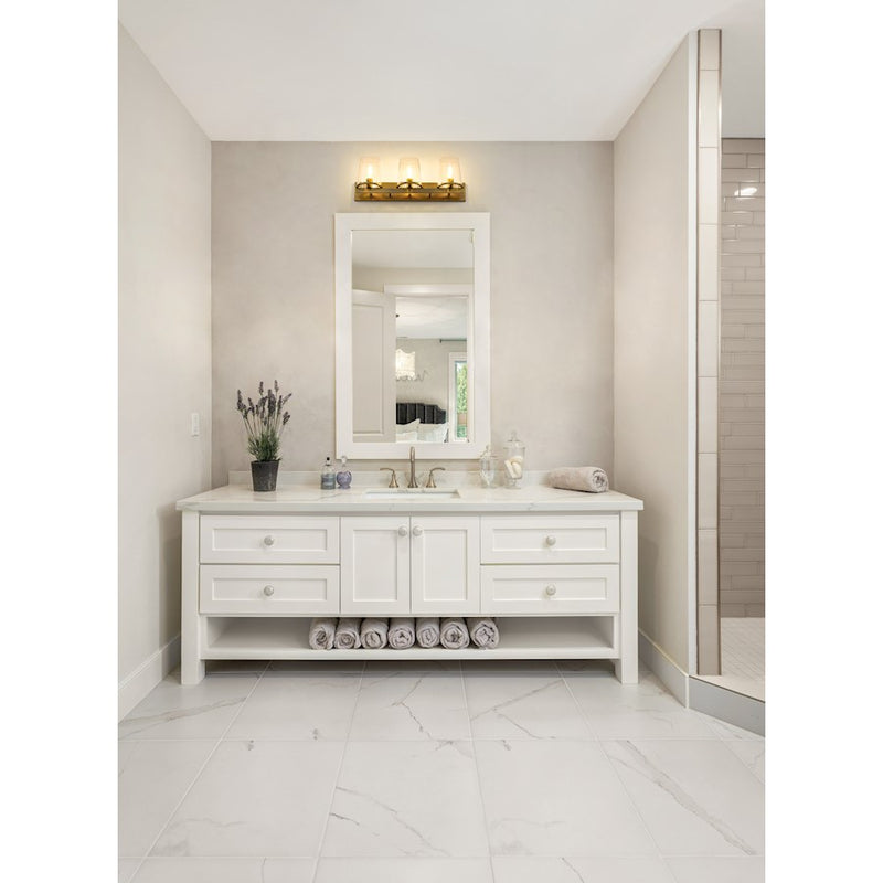 Z-Lite Callista 3 Light Vanity, Rubbed Brass/Clear