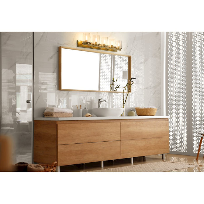 Z-Lite Callista 5 Light Vanity, Rubbed Brass/Clear