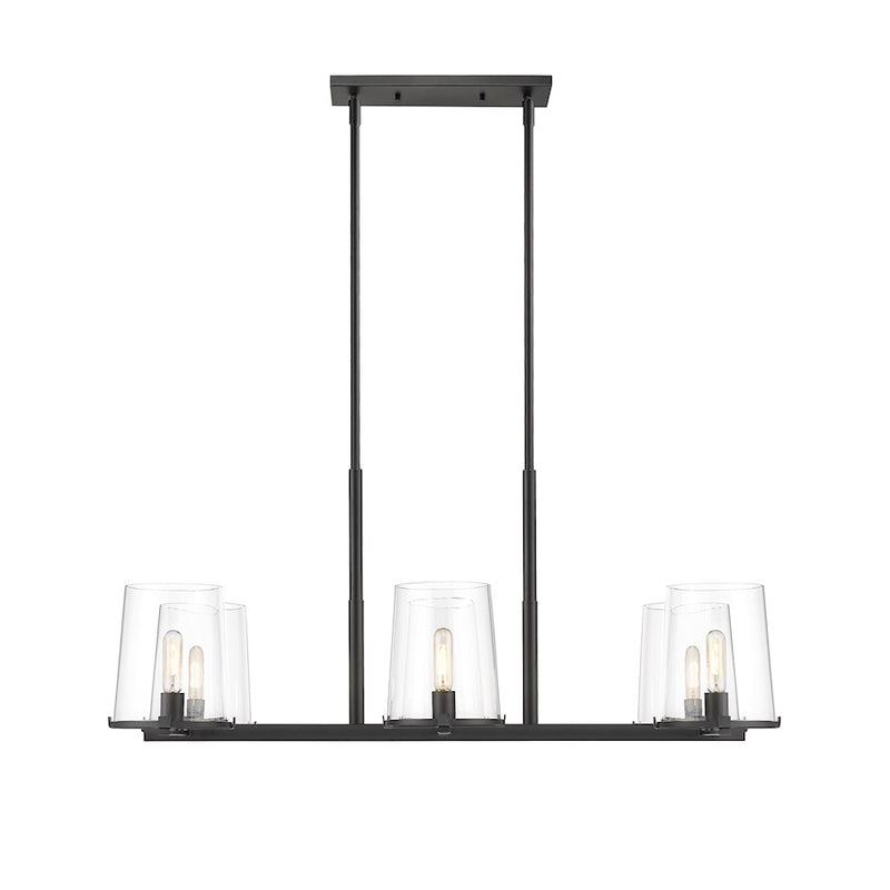 Z-Lite Callista 6 Light Chandelier, Matte Black/Clear