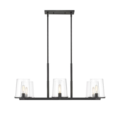 Z-Lite Callista 6 Light Chandelier, Matte Black/Clear