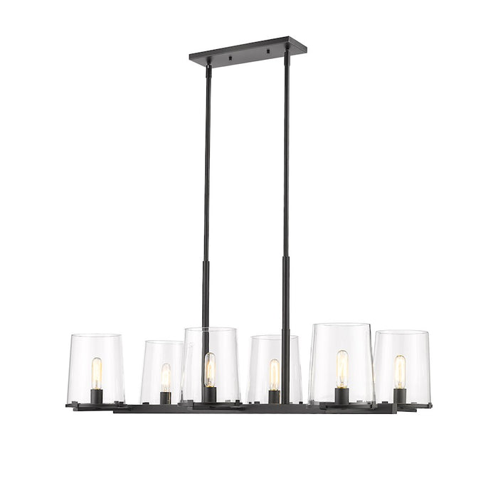 Z-Lite Callista 6 Light Chandelier, Matte Black/Clear