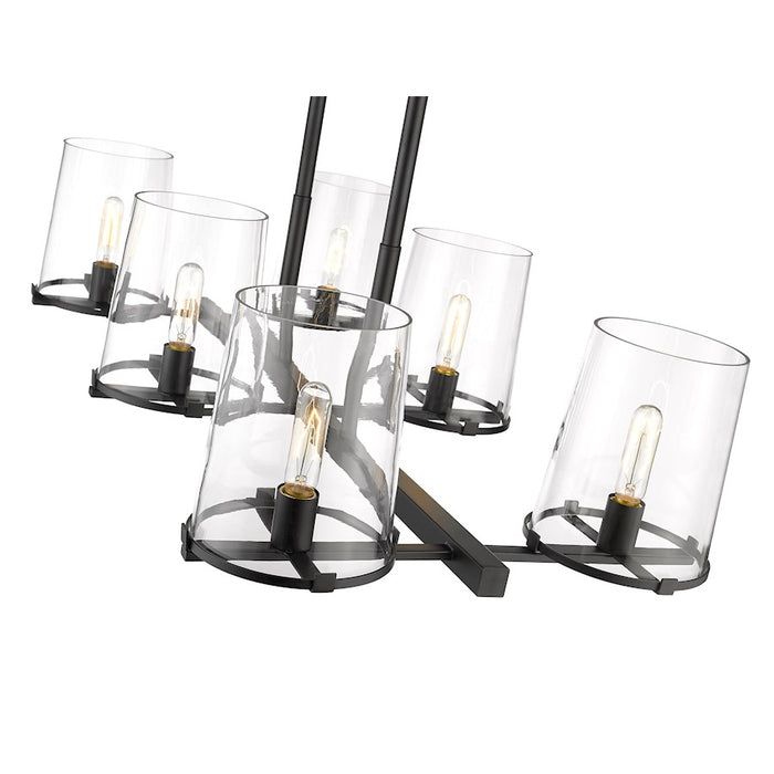 Z-Lite Callista 6 Light Chandelier, Matte Black/Clear