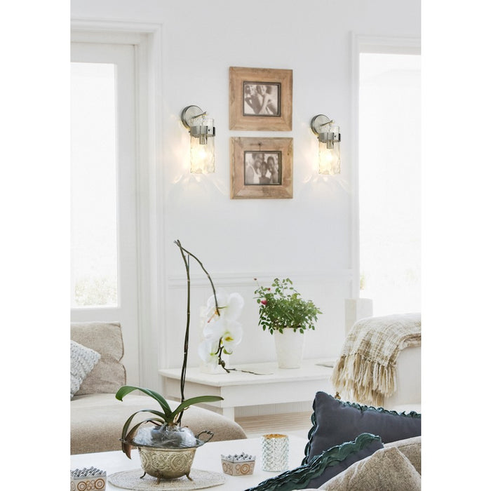 Z-Lite Fontaine 1 Light Wall Sconce, Brushed Nickel/Clear