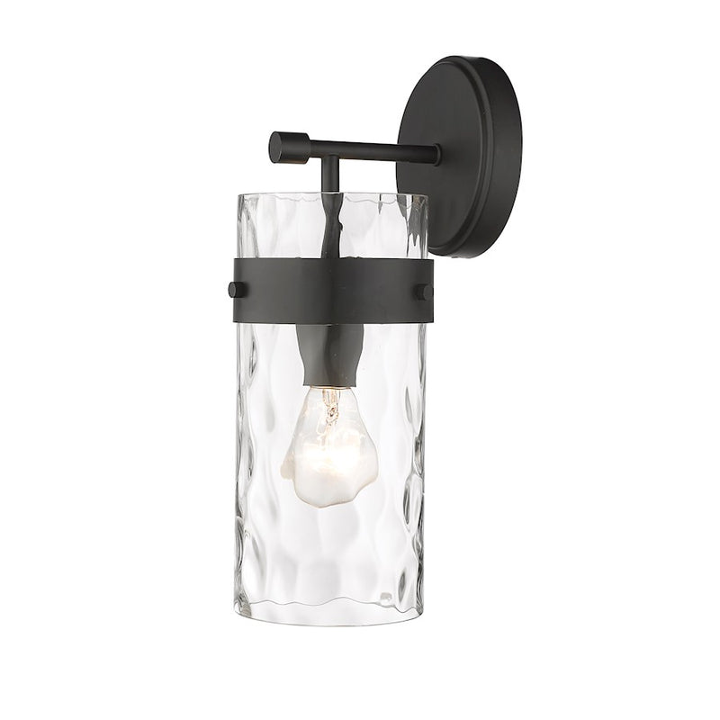 Z-Lite Fontaine 1 Light Wall Sconce, Matte Black/Clear