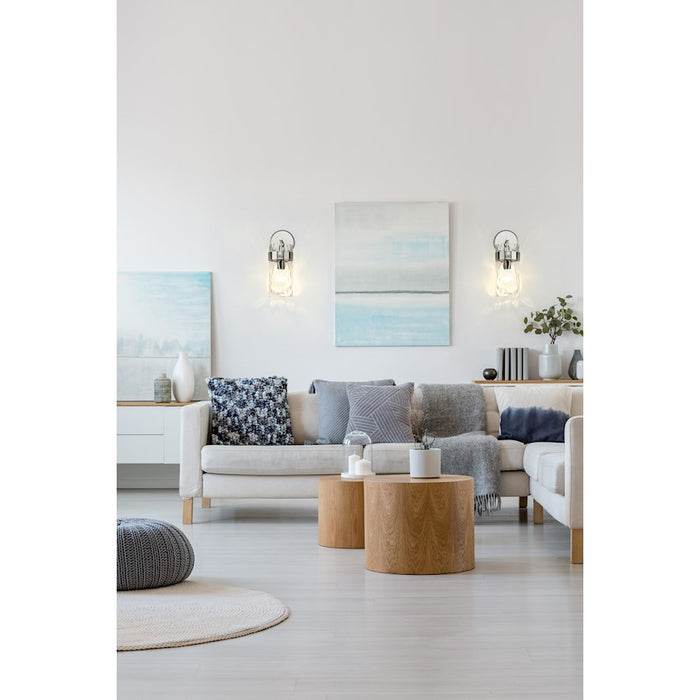 Z-Lite Fontaine 1 Light Wall Sconce, Polished Nickel/Clear