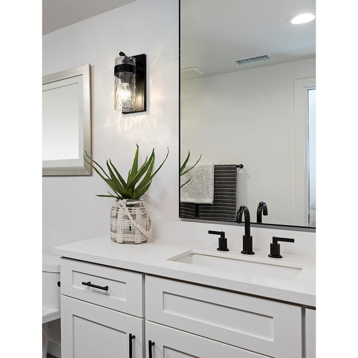 Z-Lite Fontaine 1 Light Vanity, Matte Black/Clear