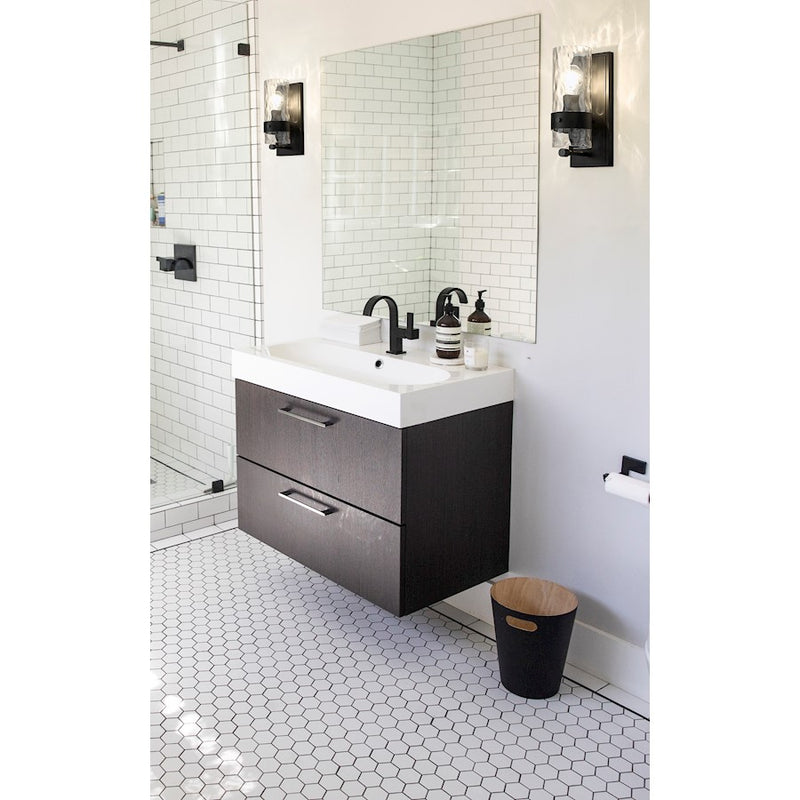 Z-Lite Fontaine 1 Light Vanity, Matte Black/Clear