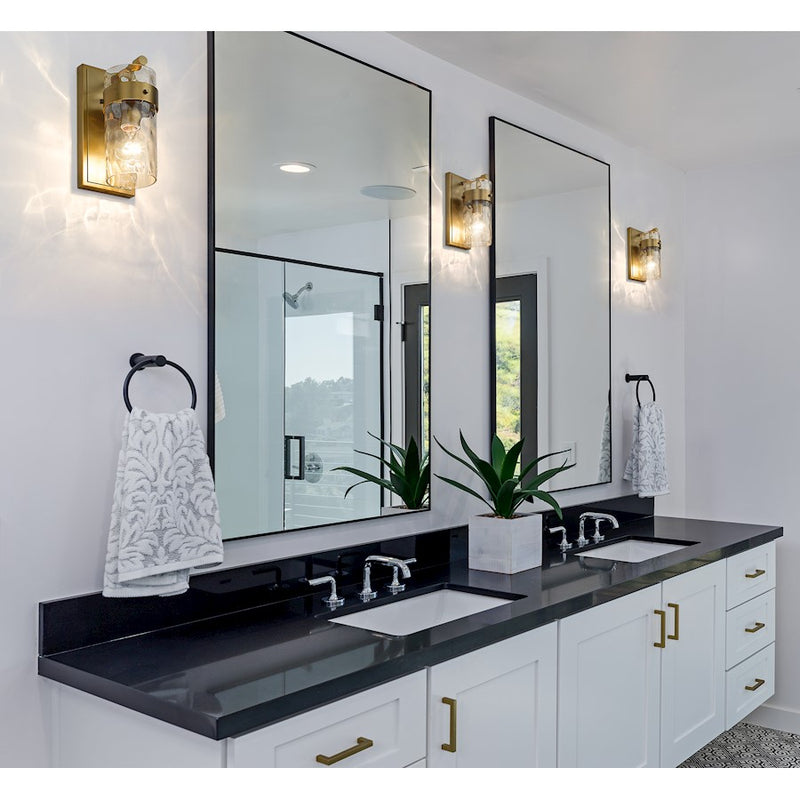 Z-Lite Fontaine 1 Light Vanity, Rubbed Brass/Clear