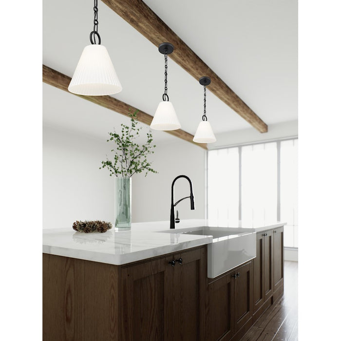 Z-Lite Alaric 1 Light 10" Pendant, Matte Black/White