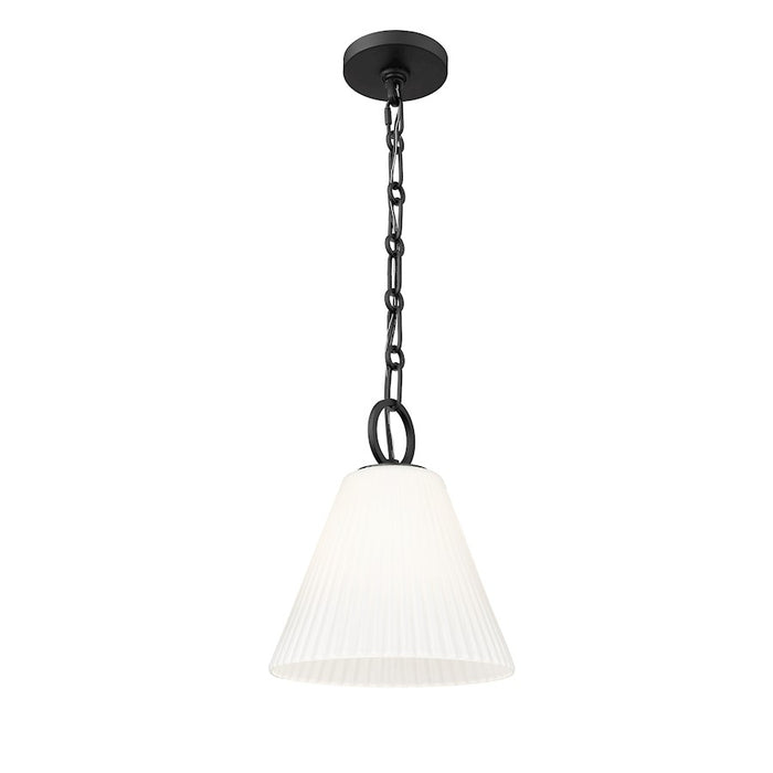 Z-Lite Alaric 1 Light 10" Pendant, Matte Black/White