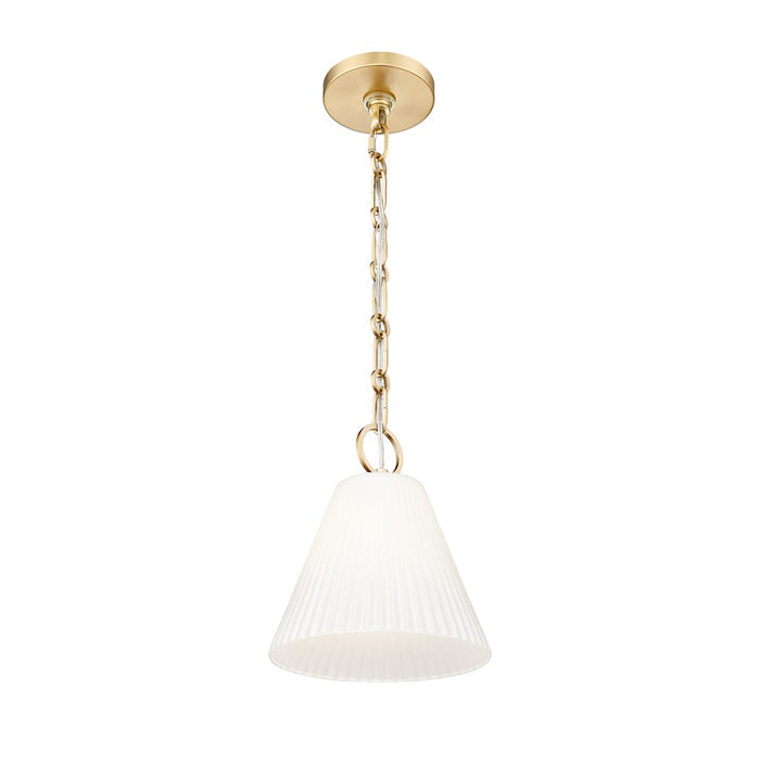 Z-Lite Alaric 1 Light 10" Pendant, Modern Gold/White