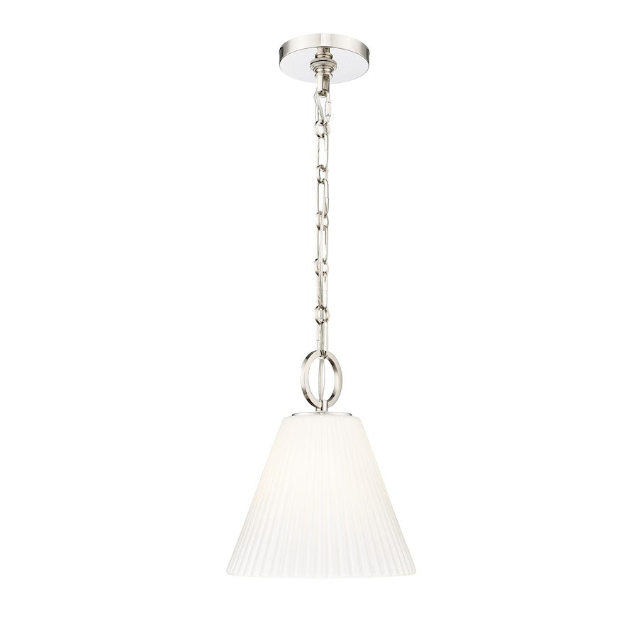 Z-Lite Alaric 1 Light 10" Pendant, Polished Nickel/White - 3042P10-PN