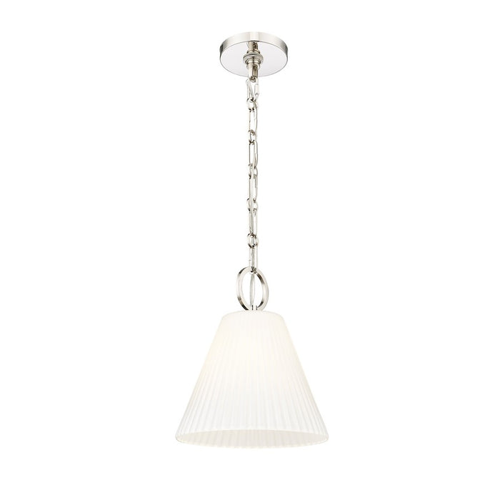 Z-Lite Alaric 1 Light 10" Pendant, Polished Nickel/White